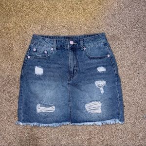 ripped jean skirt